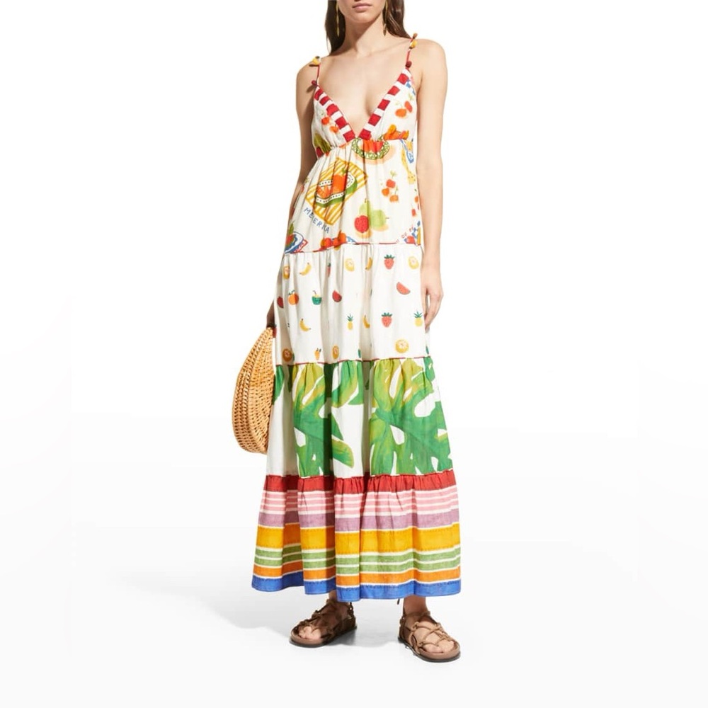 NWT Farm Rio Mixed Picnic V Neck Maxi Dress - Picture 4 of 10